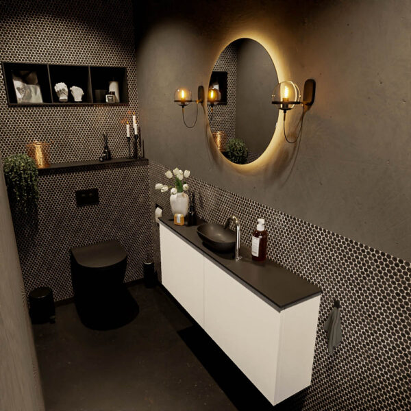 MONDIAZ FOWY toiletmeubel 120cm kleur talc. Waskom positie midden kleur urban | urban. Met 1 kraangat