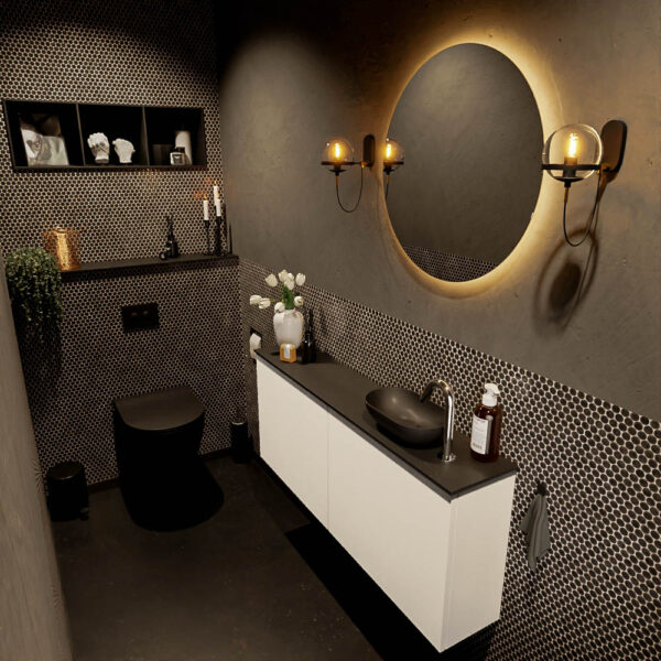 MONDIAZ FOWY toiletmeubel 120cm kleur talc. Waskom positie rechts kleur urban | urban. Met 1 kraangat