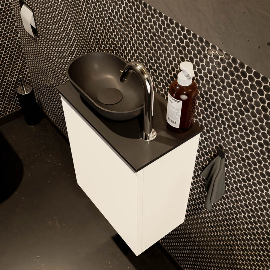 MONDIAZ FOWY toiletmeubel 40cm kleur talc. Waskom positie links kleur urban | urban. Met 1 kraangat - Afbeelding 3