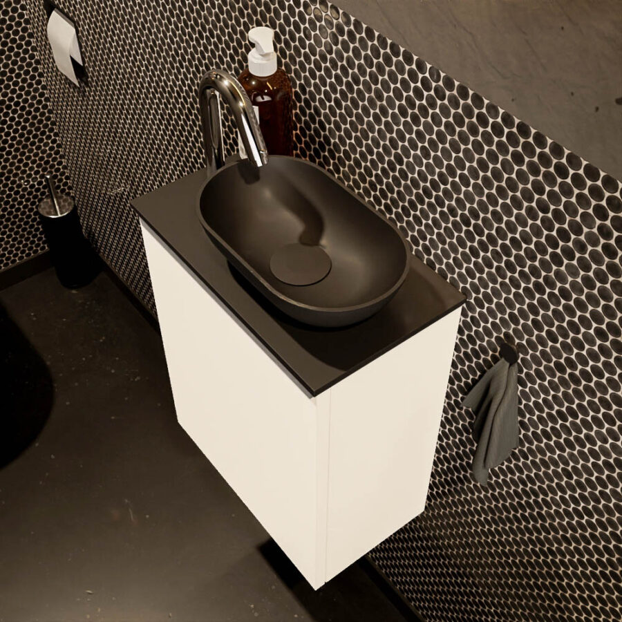 MONDIAZ FOWY toiletmeubel 40cm kleur talc. Waskom positie rechts kleur urban | urban. Met 1 kraangat - Afbeelding 3