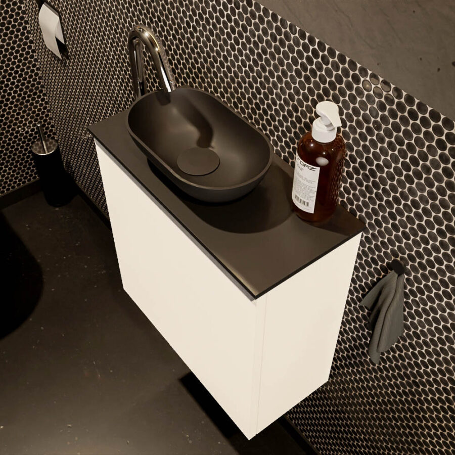 MONDIAZ FOWY toiletmeubel 50cm kleur talc. Waskom positie links kleur urban | urban. Met 1 kraangat - Afbeelding 3