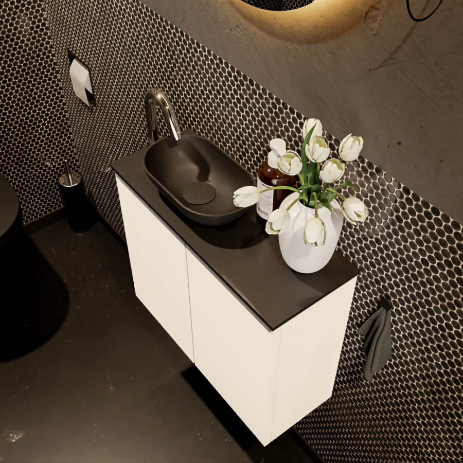 MONDIAZ FOWY toiletmeubel 60cm kleur talc. Waskom positie links kleur urban | urban. Met 1 kraangat - Afbeelding 3