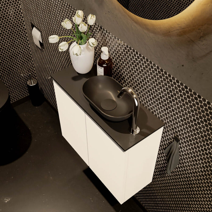 MONDIAZ FOWY toiletmeubel 60cm kleur talc. Waskom positie rechts kleur urban | urban. Met 1 kraangat - Afbeelding 3