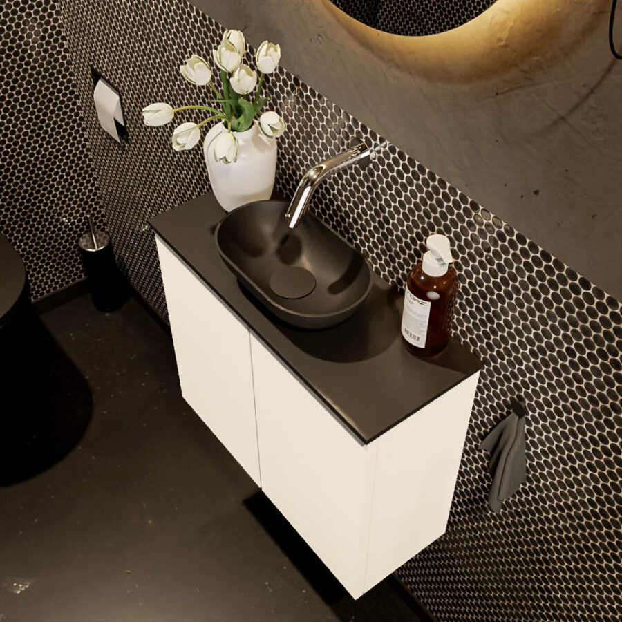 MONDIAZ FOWY toiletmeubel 60cm kleur talc. Waskom positie midden kleur urban | urban. Zonder kraangat - Afbeelding 3