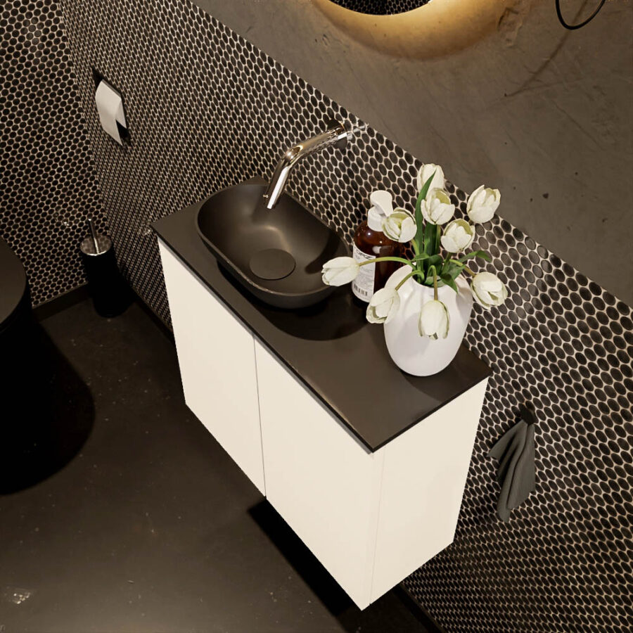 MONDIAZ FOWY toiletmeubel 60cm kleur talc. Waskom positie links kleur urban | urban. Zonder kraangat - Afbeelding 3