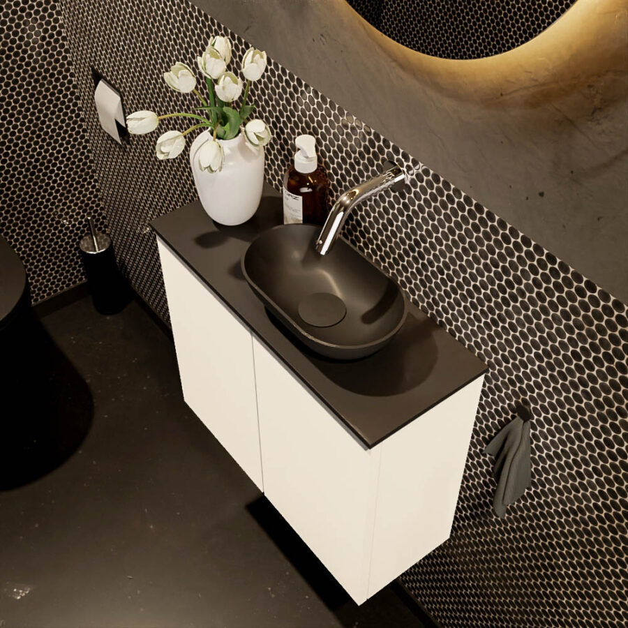 MONDIAZ FOWY toiletmeubel 60cm kleur talc. Waskom positie rechts kleur urban | urban. Zonder kraangat - Afbeelding 3