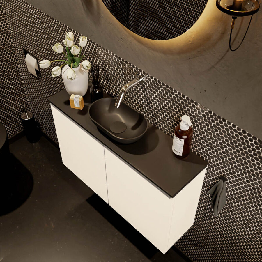 MONDIAZ FOWY toiletmeubel 80cm kleur talc. Waskom positie midden kleur urban | urban. Zonder kraangat - Afbeelding 3