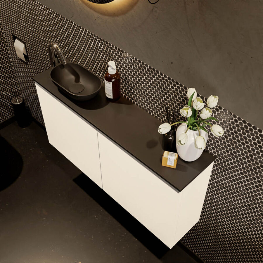 MONDIAZ FOWY toiletmeubel 100cm kleur talc. Waskom positie links kleur urban | urban. Met 1 kraangat - Afbeelding 3