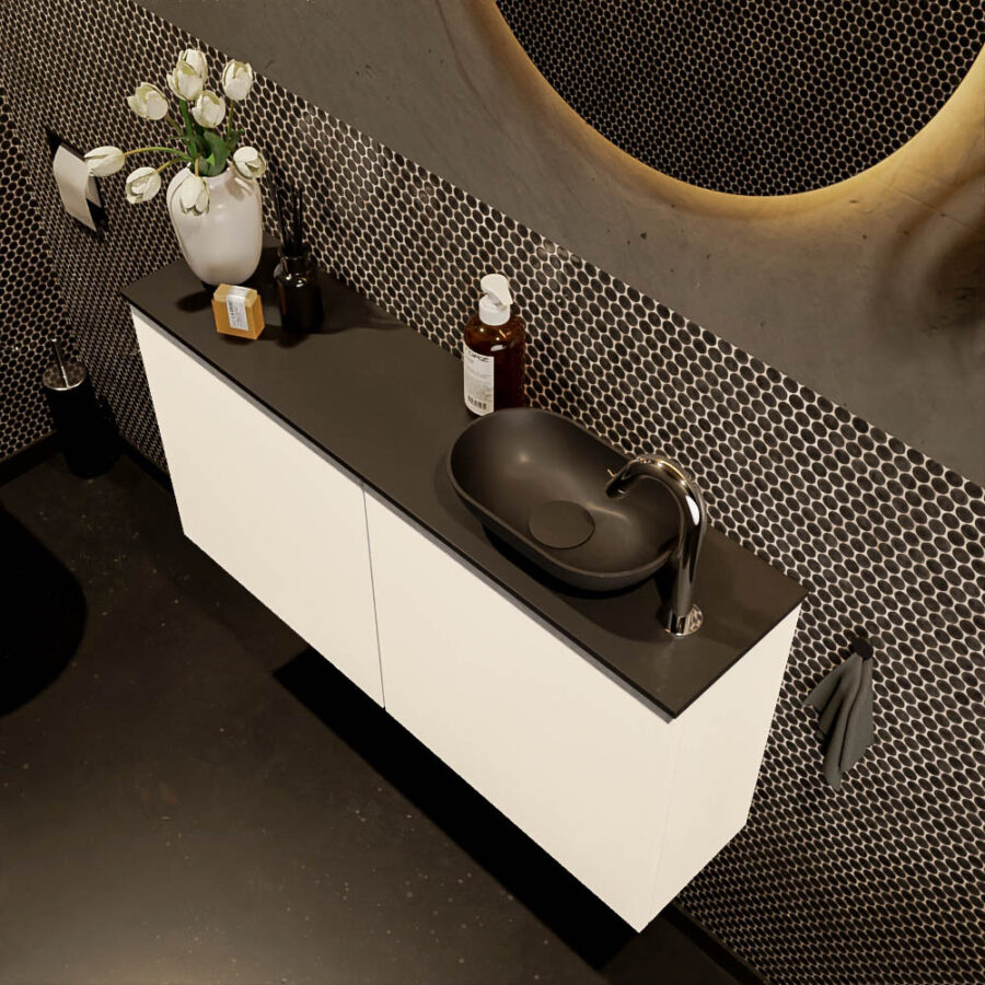 MONDIAZ FOWY toiletmeubel 100cm kleur talc. Waskom positie rechts kleur urban | urban. Met 1 kraangat - Afbeelding 3
