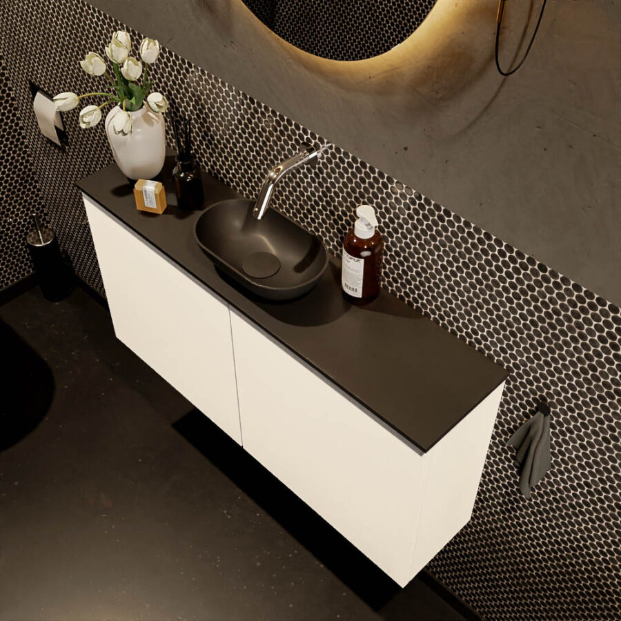 MONDIAZ FOWY toiletmeubel 100cm kleur talc. Waskom positie midden kleur urban | urban. Zonder kraangat - Afbeelding 3