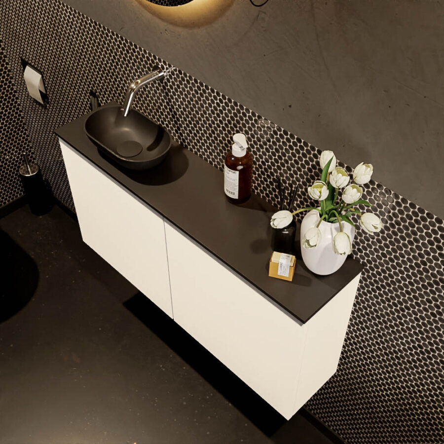 MONDIAZ FOWY toiletmeubel 100cm kleur talc. Waskom positie links kleur urban | urban. Zonder kraangat - Afbeelding 3