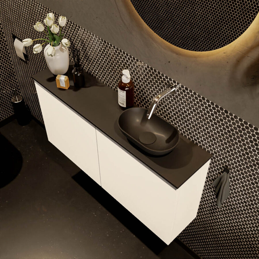 MONDIAZ FOWY toiletmeubel 100cm kleur talc. Waskom positie rechts kleur urban | urban. Zonder kraangat - Afbeelding 3