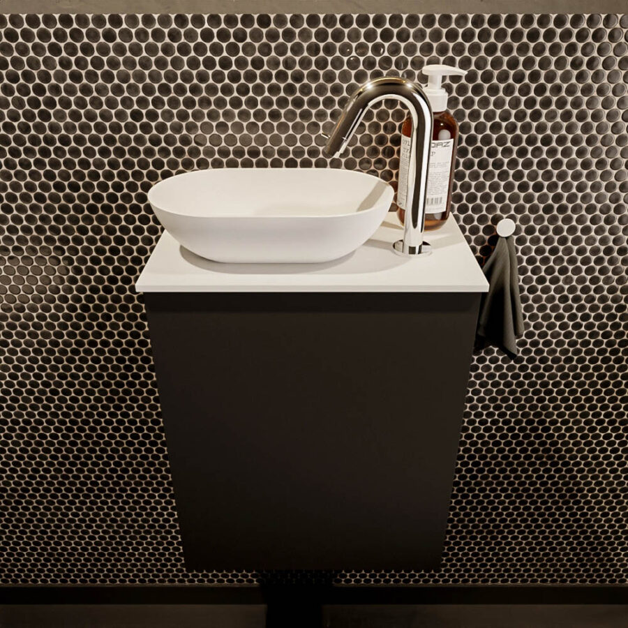 MONDIAZ FOWY toiletmeubel 40cm kleur urban. Waskom positie links kleur talc | talc. Met 1 kraangat - Afbeelding 2