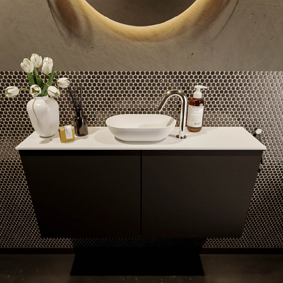 MONDIAZ FOWY toiletmeubel 100cm kleur urban. Waskom positie midden kleur talc | talc. Met 1 kraangat - Afbeelding 2