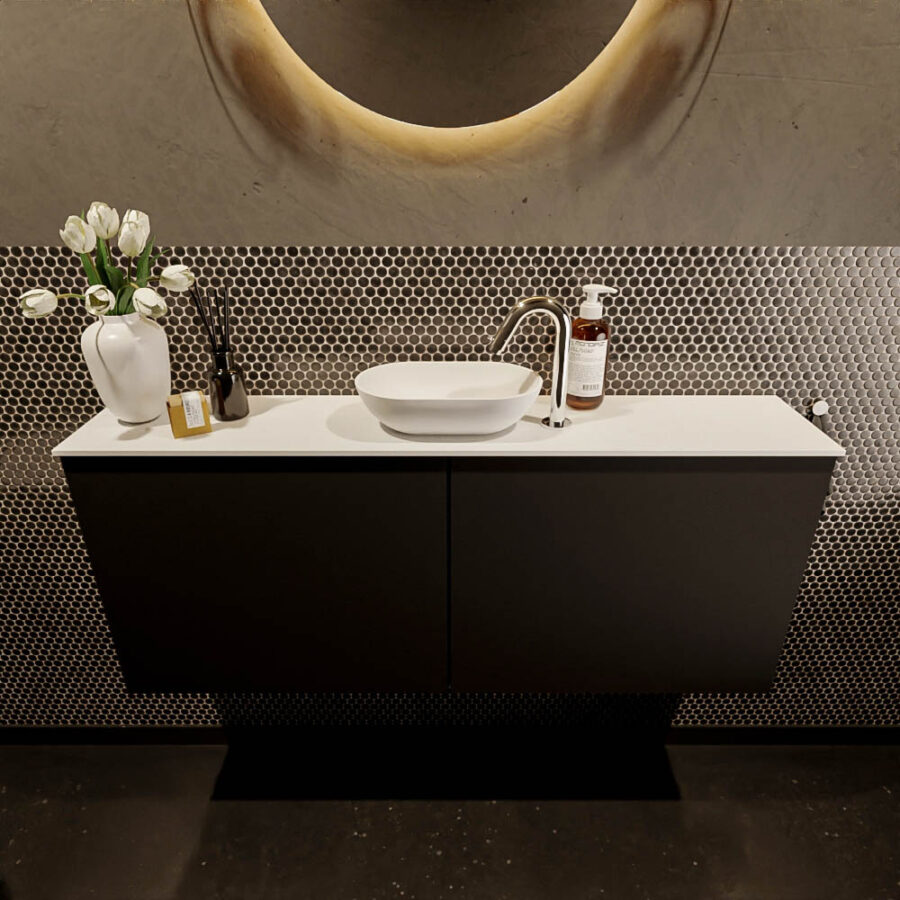 MONDIAZ FOWY toiletmeubel 120cm kleur urban. Waskom positie midden kleur talc | talc. Met 1 kraangat - Afbeelding 2