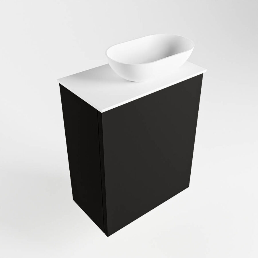 MONDIAZ FOWY toiletmeubel 40cm kleur urban. Waskom positie rechts kleur talc | talc. Met 1 kraangat - Afbeelding 4