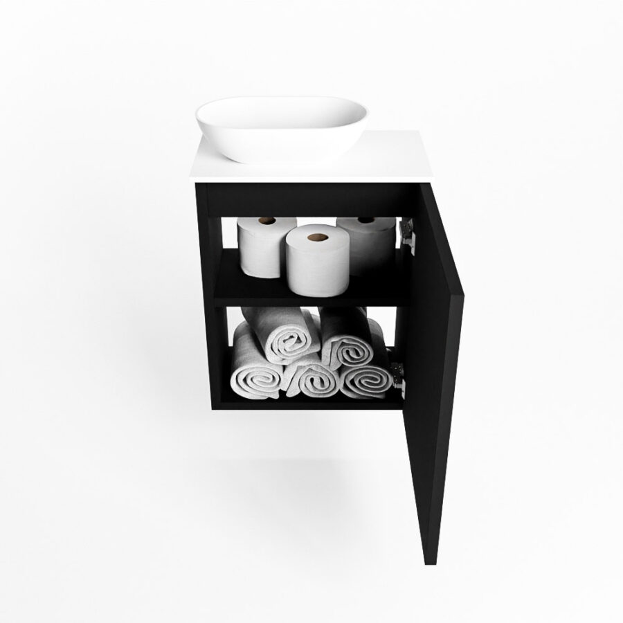 MONDIAZ FOWY toiletmeubel 40cm kleur urban. Waskom positie links kleur talc | talc. Met 1 kraangat - Afbeelding 8