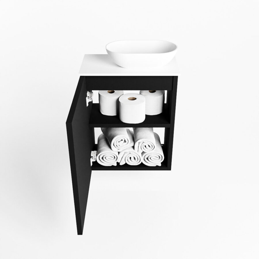 MONDIAZ FOWY toiletmeubel 40cm kleur urban. Waskom positie rechts kleur talc | talc. Met 1 kraangat - Afbeelding 8