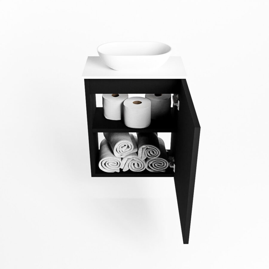 MONDIAZ FOWY toiletmeubel 40cm kleur urban. Waskom positie midden kleur talc | talc. Zonder kraangat - Afbeelding 8