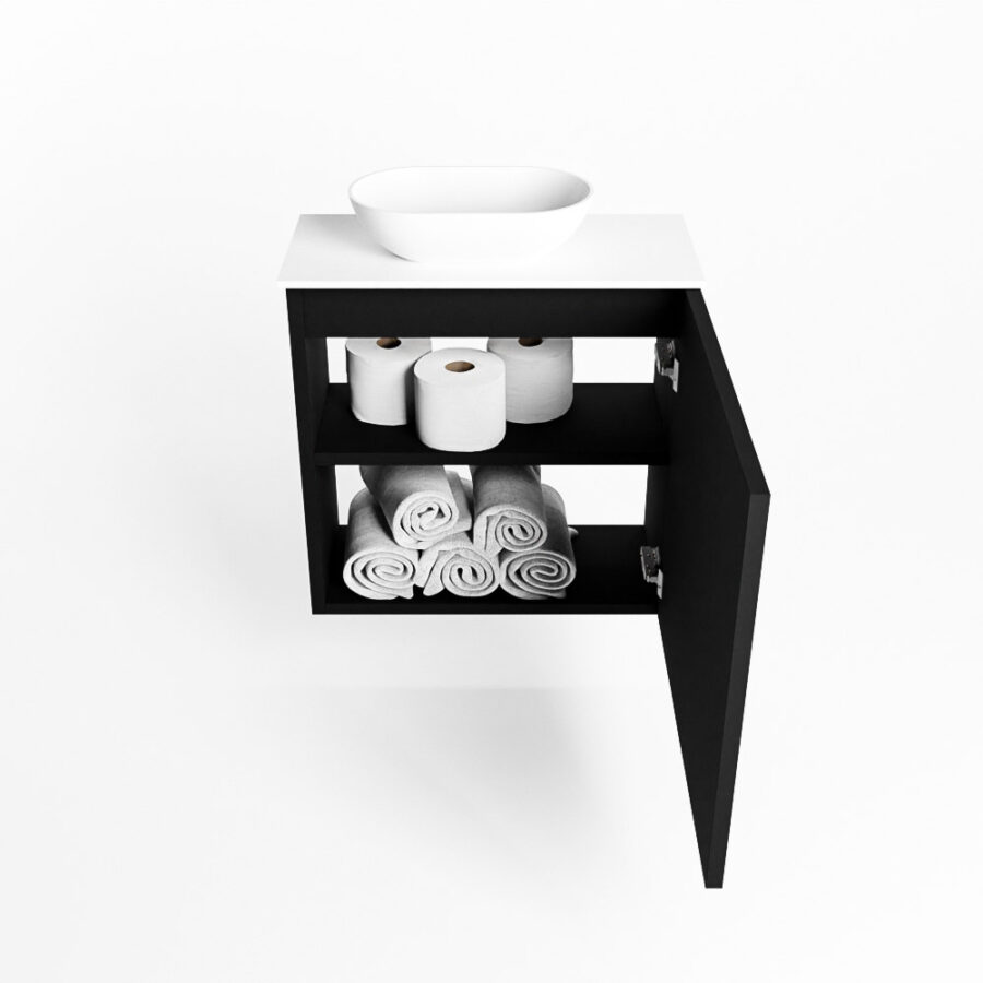MONDIAZ FOWY toiletmeubel 50cm kleur urban. Waskom positie links kleur talc | talc. Met 1 kraangat - Afbeelding 8