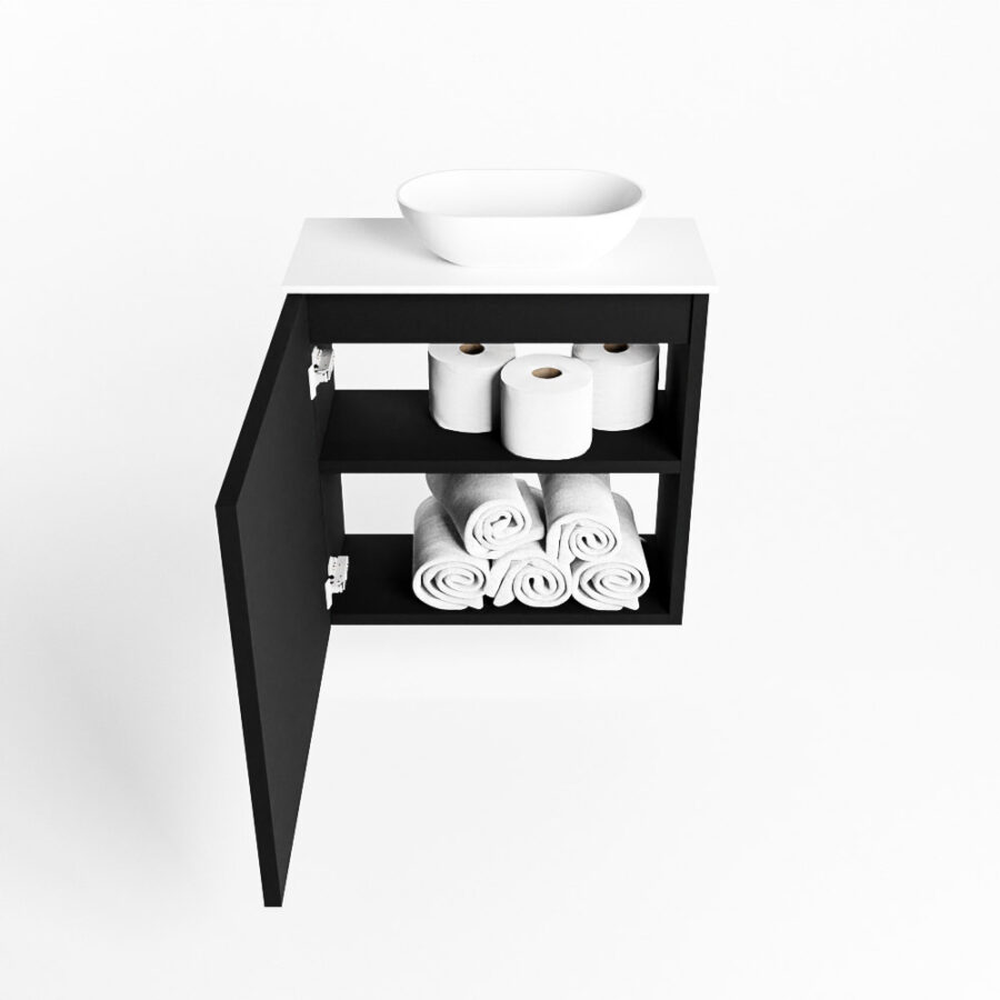 MONDIAZ FOWY toiletmeubel 50cm kleur urban. Waskom positie rechts kleur talc | talc. Met 1 kraangat - Afbeelding 8