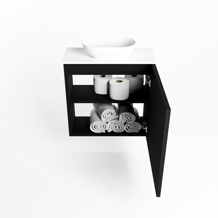 MONDIAZ FOWY toiletmeubel 50cm kleur urban. Waskom positie midden kleur talc | talc. Zonder kraangat - Afbeelding 8