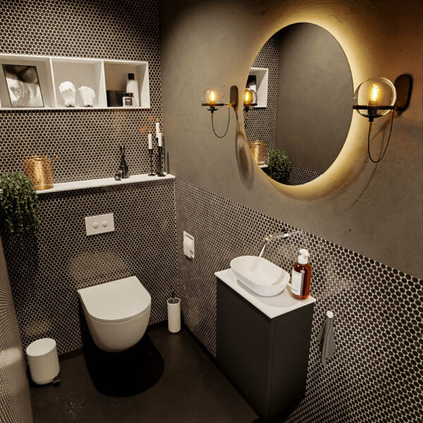 MONDIAZ FOWY toiletmeubel 40cm kleur urban. Waskom positie midden kleur talc | talc. Zonder kraangat