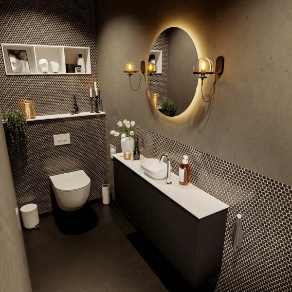 MONDIAZ FOWY toiletmeubel 120cm kleur urban. Waskom positie midden kleur talc | talc. Met 1 kraangat