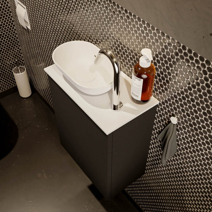 MONDIAZ FOWY toiletmeubel 40cm kleur urban. Waskom positie links kleur talc | talc. Met 1 kraangat - Afbeelding 3
