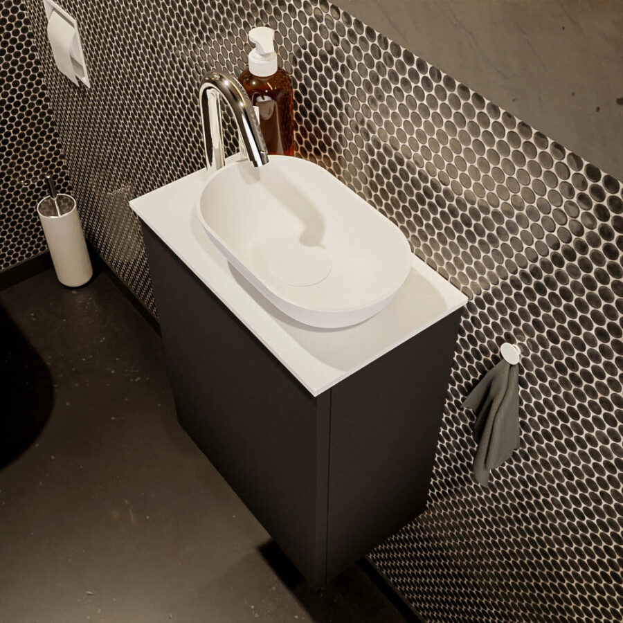 MONDIAZ FOWY toiletmeubel 40cm kleur urban. Waskom positie rechts kleur talc | talc. Met 1 kraangat - Afbeelding 3