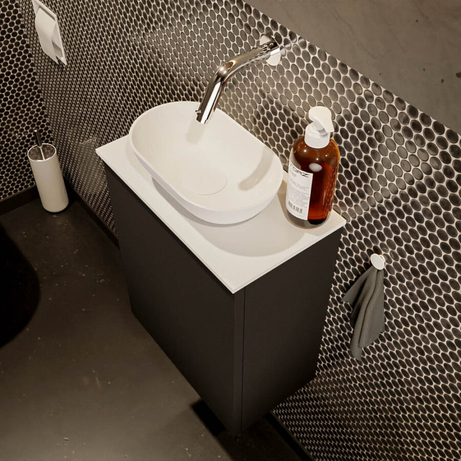 MONDIAZ FOWY toiletmeubel 40cm kleur urban. Waskom positie midden kleur talc | talc. Zonder kraangat - Afbeelding 3