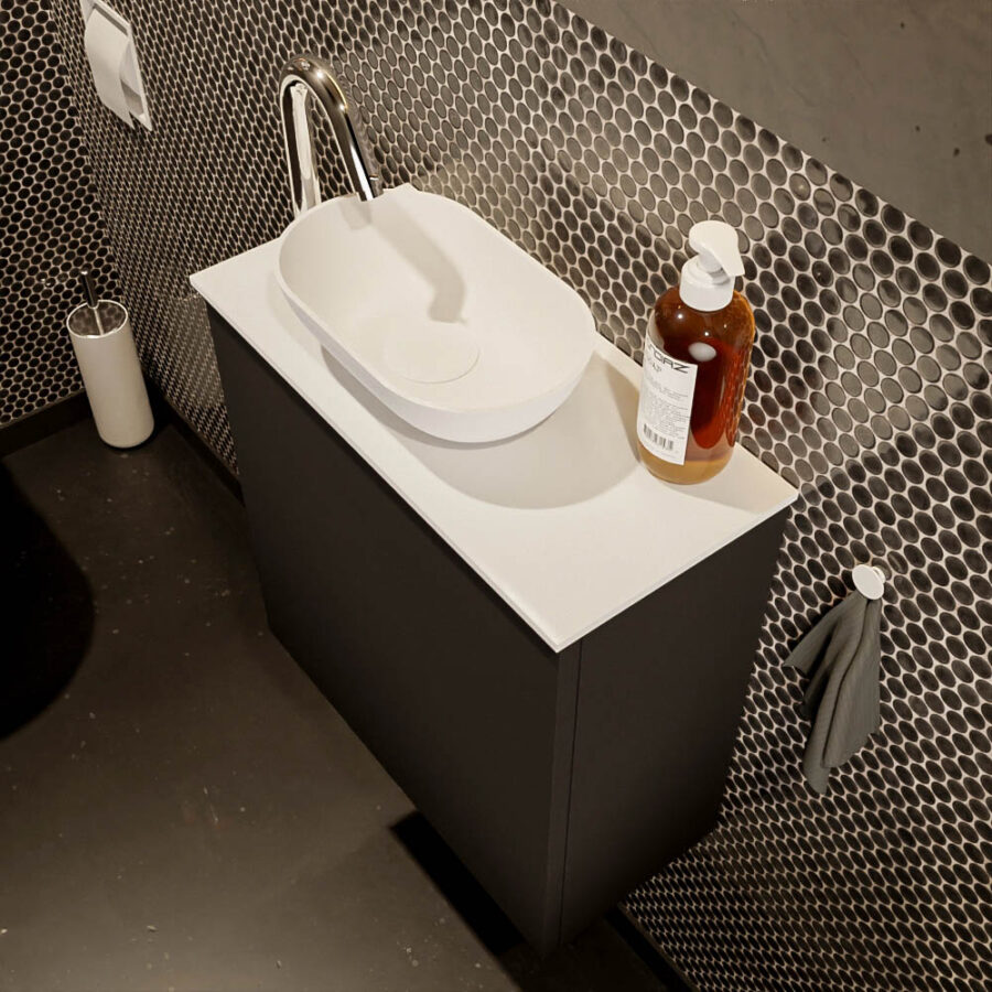 MONDIAZ FOWY toiletmeubel 50cm kleur urban. Waskom positie links kleur talc | talc. Met 1 kraangat - Afbeelding 3