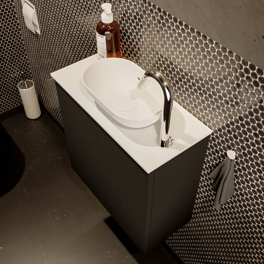 MONDIAZ FOWY toiletmeubel 50cm kleur urban. Waskom positie rechts kleur talc | talc. Met 1 kraangat - Afbeelding 3