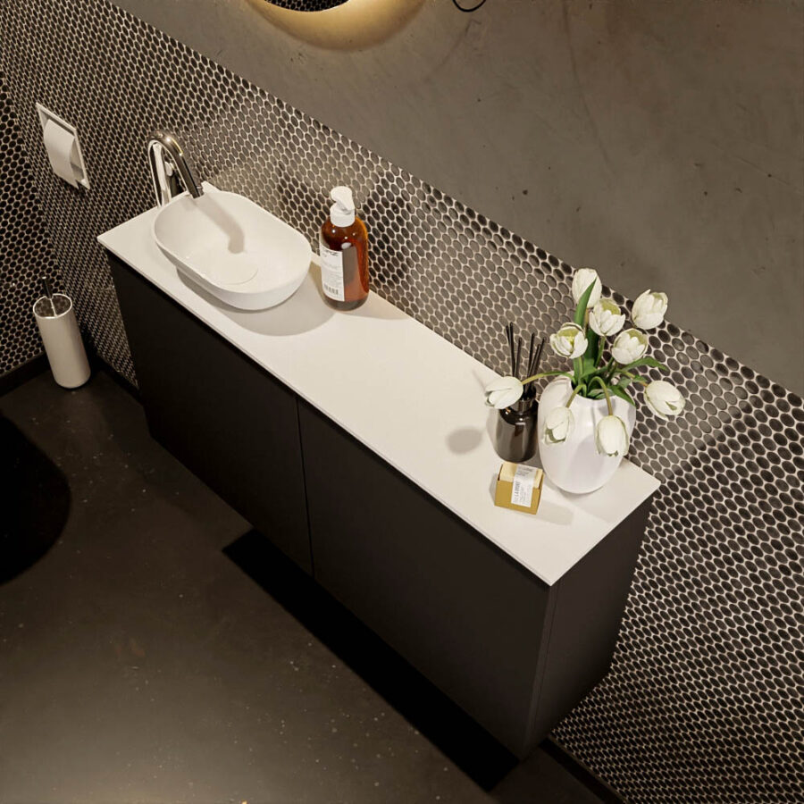 MONDIAZ FOWY toiletmeubel 100cm kleur urban. Waskom positie links kleur talc | talc. Met 1 kraangat - Afbeelding 3