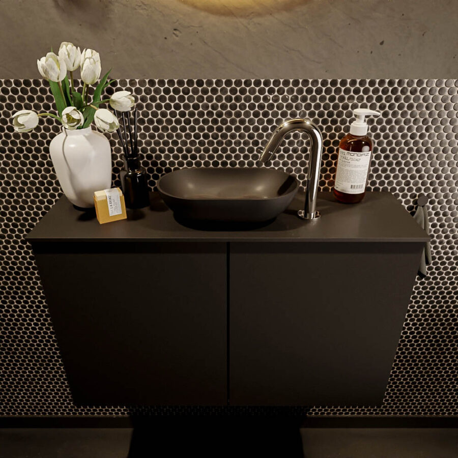 MONDIAZ FOWY toiletmeubel 80cm kleur urban. Waskom positie midden kleur urban | urban. Met 1 kraangat - Afbeelding 2