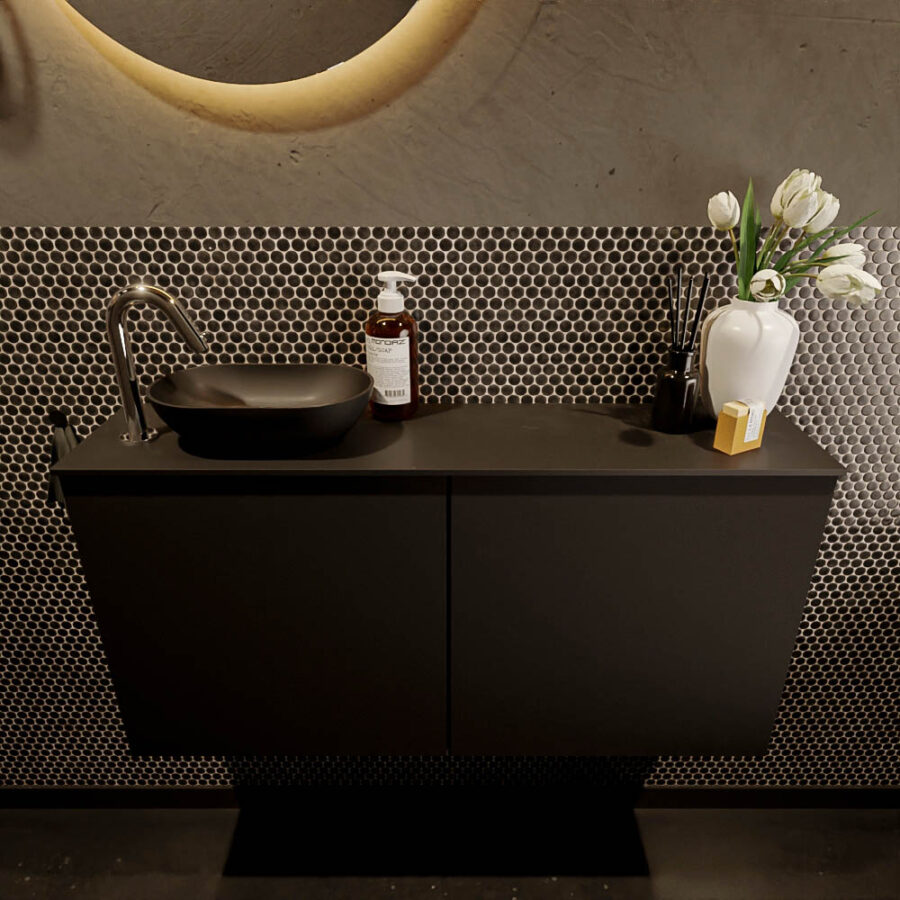 MONDIAZ FOWY toiletmeubel 100cm kleur urban. Waskom positie links kleur urban | urban. Met 1 kraangat - Afbeelding 2
