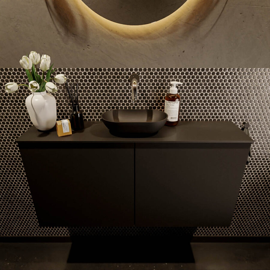 MONDIAZ FOWY toiletmeubel 100cm kleur urban. Waskom positie midden kleur urban | urban. Zonder kraangat - Afbeelding 2