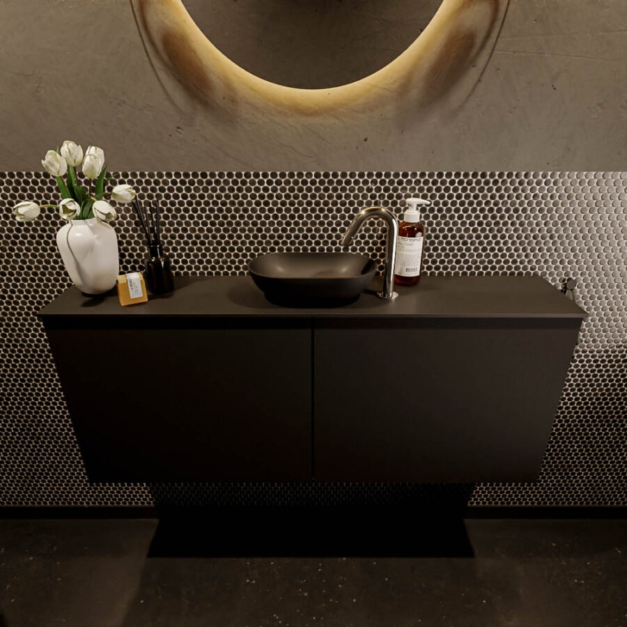 MONDIAZ FOWY toiletmeubel 120cm kleur urban. Waskom positie midden kleur urban | urban. Met 1 kraangat - Afbeelding 2