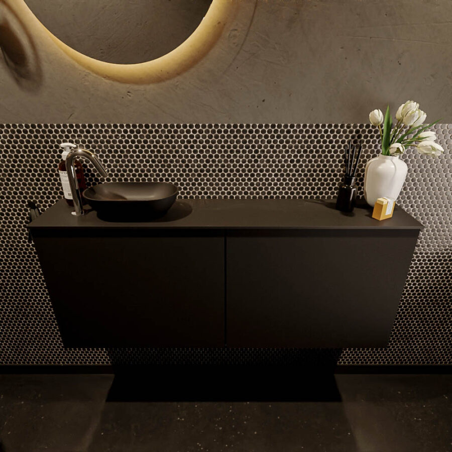 MONDIAZ FOWY toiletmeubel 120cm kleur urban. Waskom positie links kleur urban | urban. Met 1 kraangat - Afbeelding 2