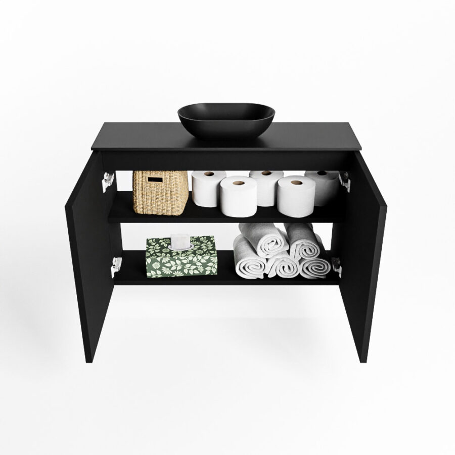 MONDIAZ FOWY toiletmeubel 80cm kleur urban. Waskom positie midden kleur urban | urban. Met 1 kraangat - Afbeelding 8