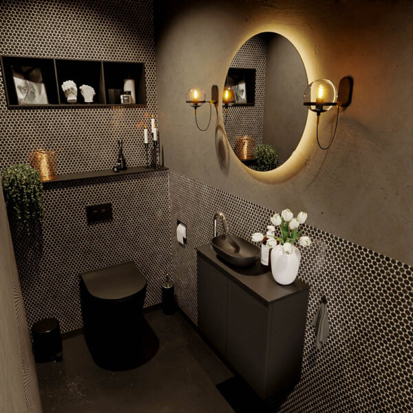 MONDIAZ FOWY toiletmeubel 60cm kleur urban. Waskom positie links kleur urban | urban. Met 1 kraangat