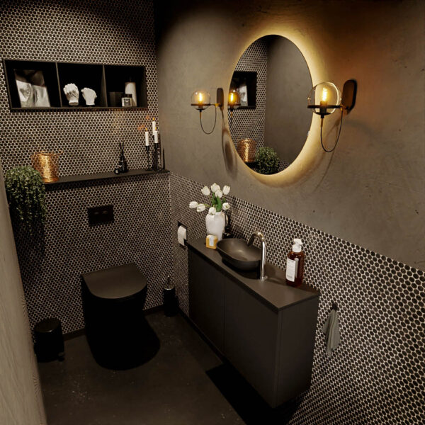 MONDIAZ FOWY toiletmeubel 80cm kleur urban. Waskom positie midden kleur urban | urban. Met 1 kraangat
