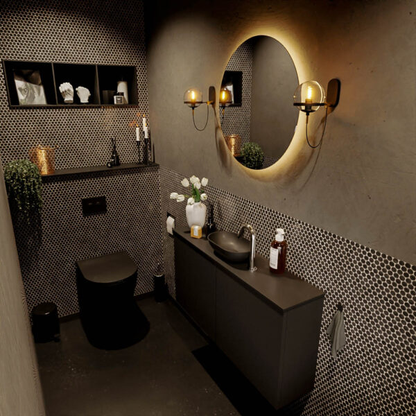 MONDIAZ FOWY toiletmeubel 100cm kleur urban. Waskom positie midden kleur urban | urban. Met 1 kraangat
