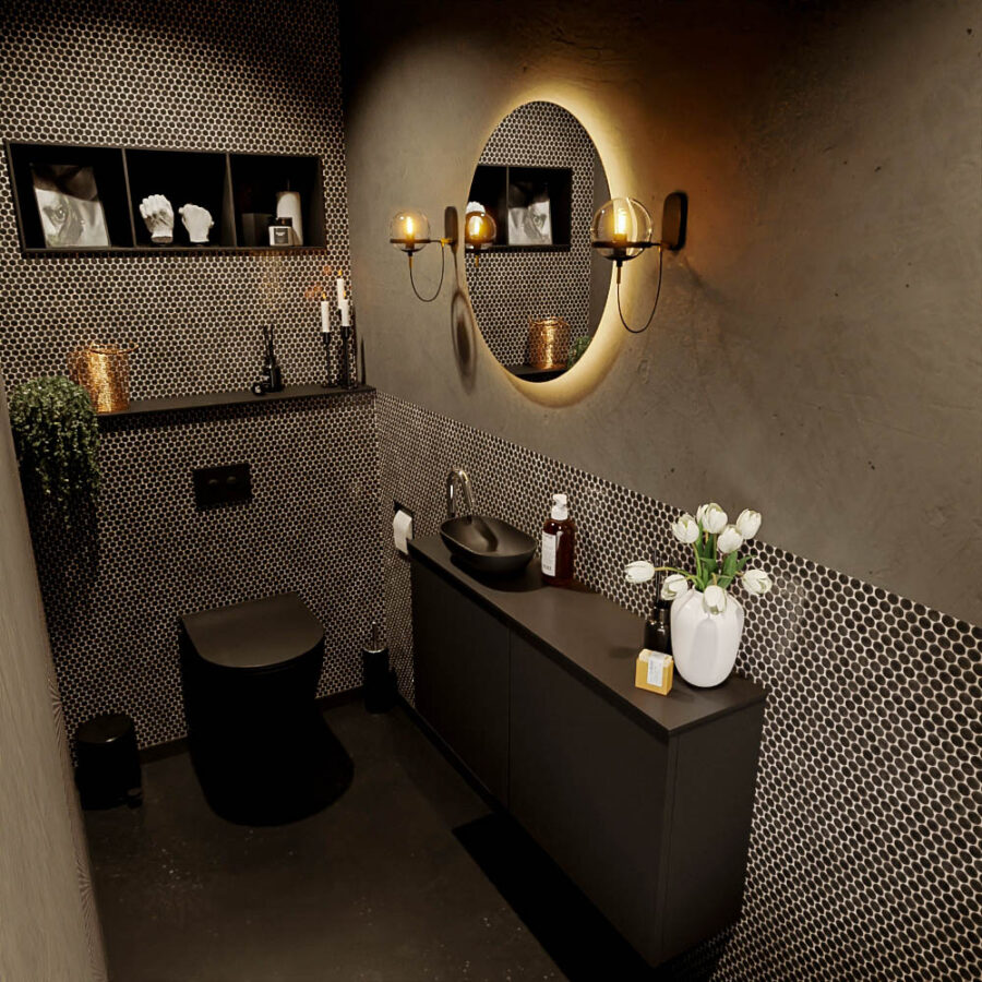 MONDIAZ FOWY toiletmeubel 100cm kleur urban. Waskom positie links kleur urban | urban. Met 1 kraangat