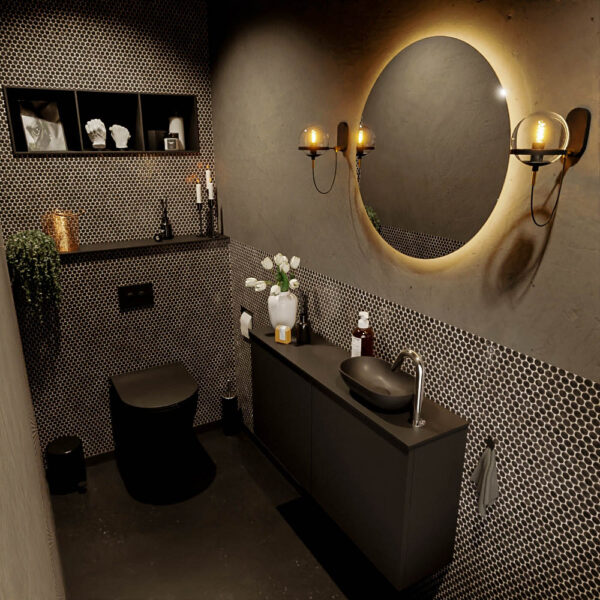 MONDIAZ FOWY toiletmeubel 100cm kleur urban. Waskom positie rechts kleur urban | urban. Met 1 kraangat