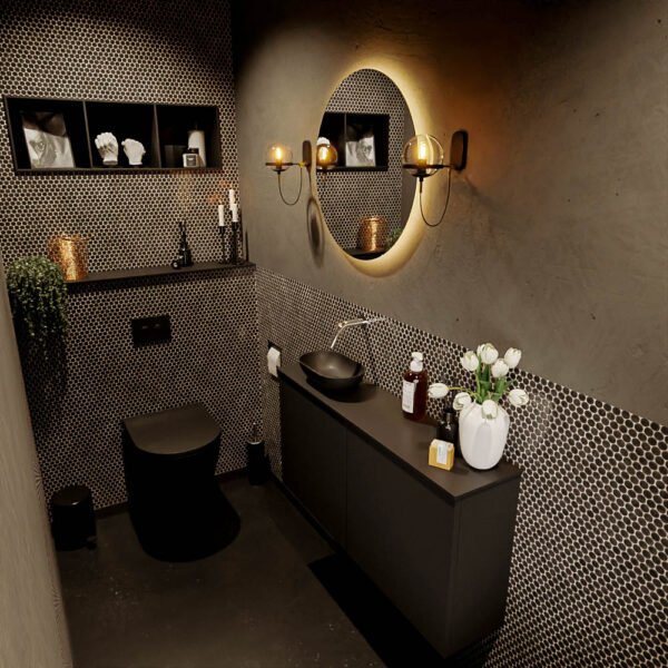 MONDIAZ FOWY toiletmeubel 100cm kleur urban. Waskom positie links kleur urban | urban. Zonder kraangat