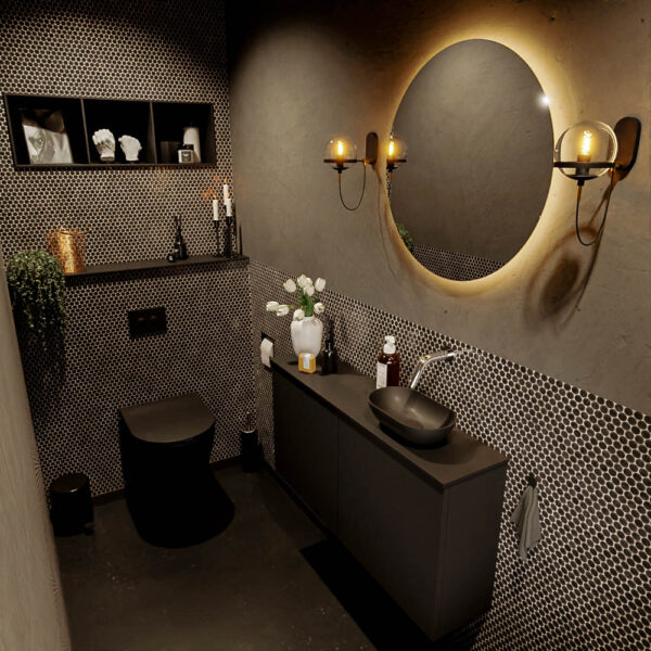 MONDIAZ FOWY toiletmeubel 100cm kleur urban. Waskom positie rechts kleur urban | urban. Zonder kraangat