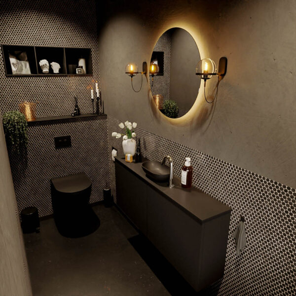 MONDIAZ FOWY toiletmeubel 120cm kleur urban. Waskom positie midden kleur urban | urban. Met 1 kraangat