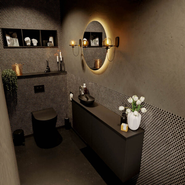 MONDIAZ FOWY toiletmeubel 120cm kleur urban. Waskom positie links kleur urban | urban. Met 1 kraangat