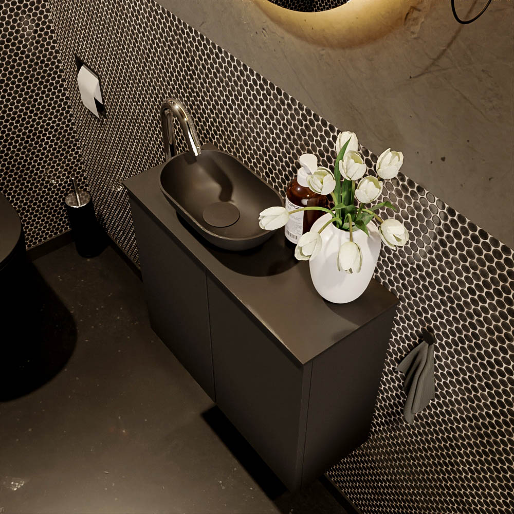 MONDIAZ FOWY toiletmeubel 60cm kleur urban. Waskom positie links kleur urban | urban. Met 1 kraangat - Afbeelding 3